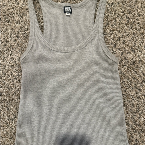 BDG Gray Ribbed Tank Top - Picture 1 of 3
